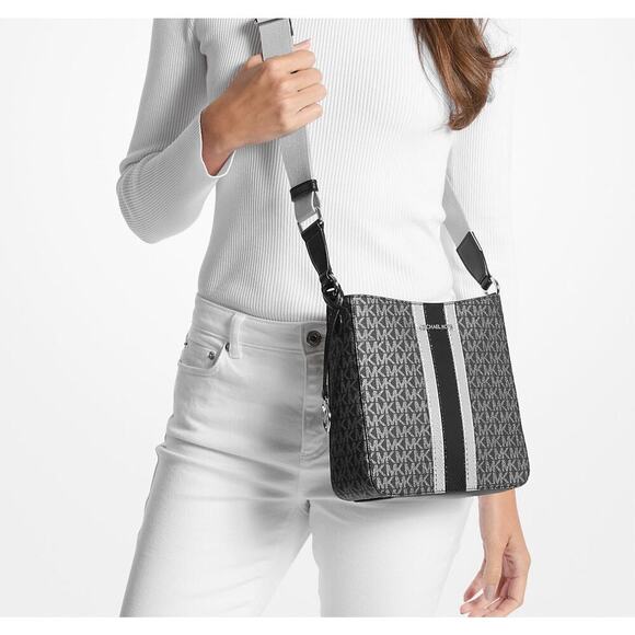 NWT Michael Kors Jet Set Travel Small Signature Logo and Metallic Messenger Bag - Picture 3 of 11